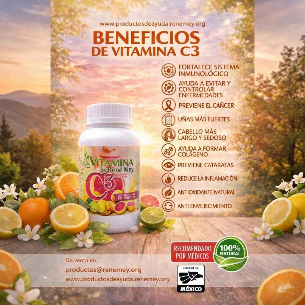 VITAMINA C3 - 180 tabletas efervescentes | Refuerza el sistema inmune