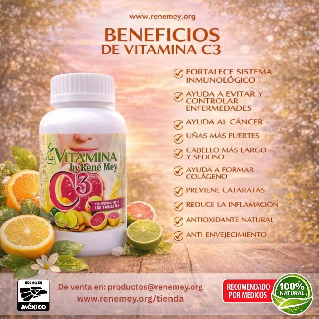 VITAMINA C3 - 180 tabletas efervescentes | Refuerza el sistema inmune